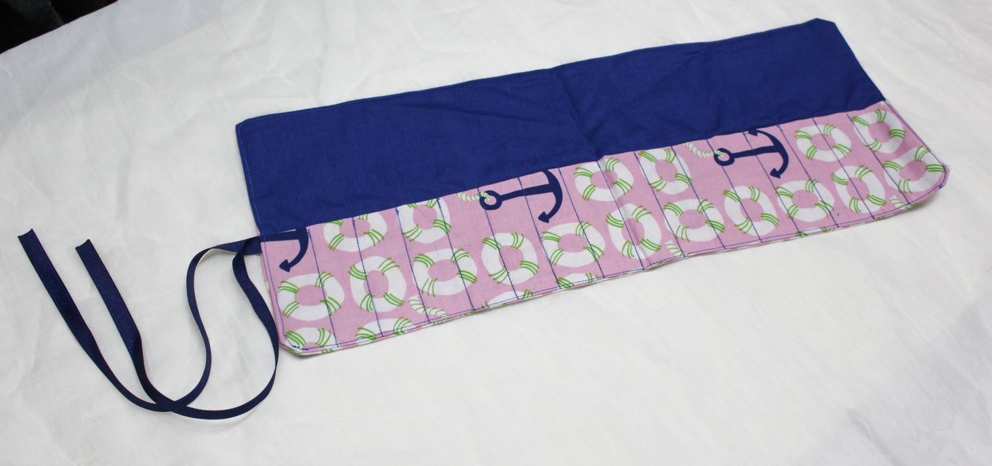 Anchor Print Writing Utensil Roll-up