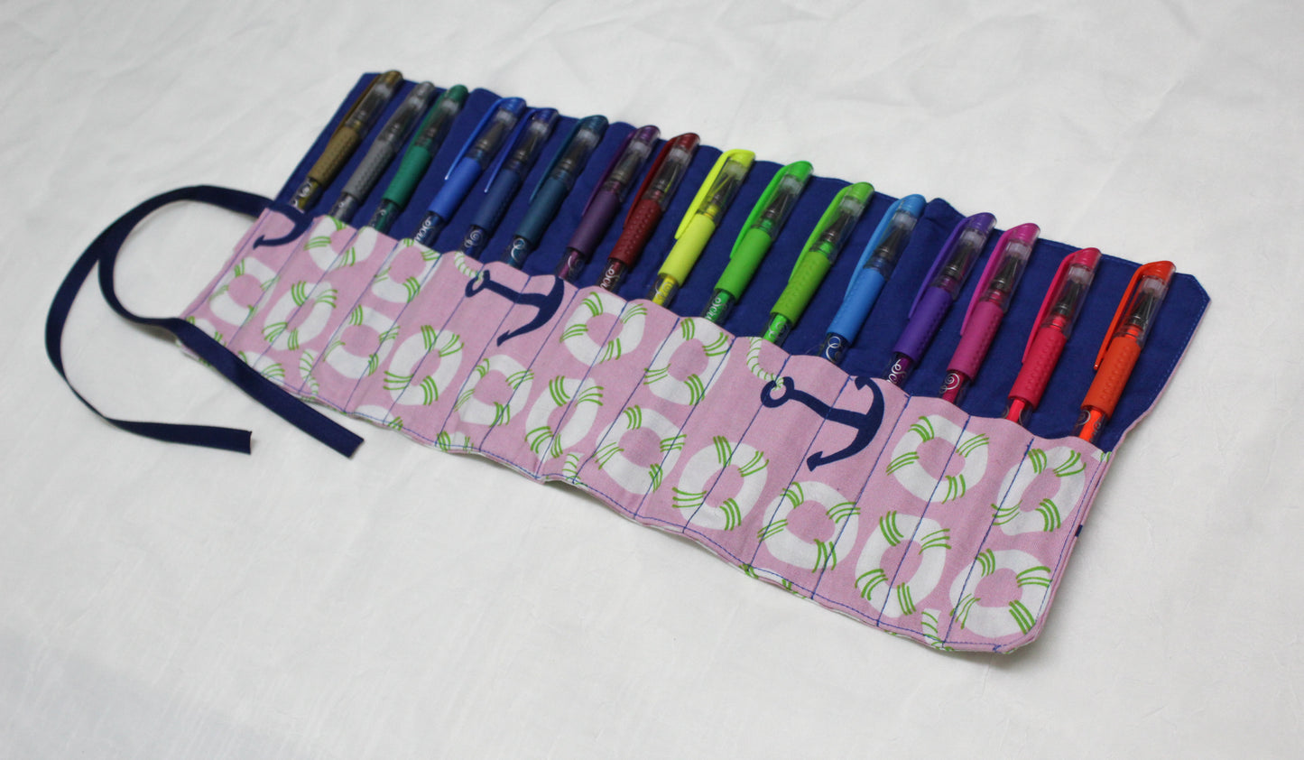 Anchor Print Writing Utensil Roll-up