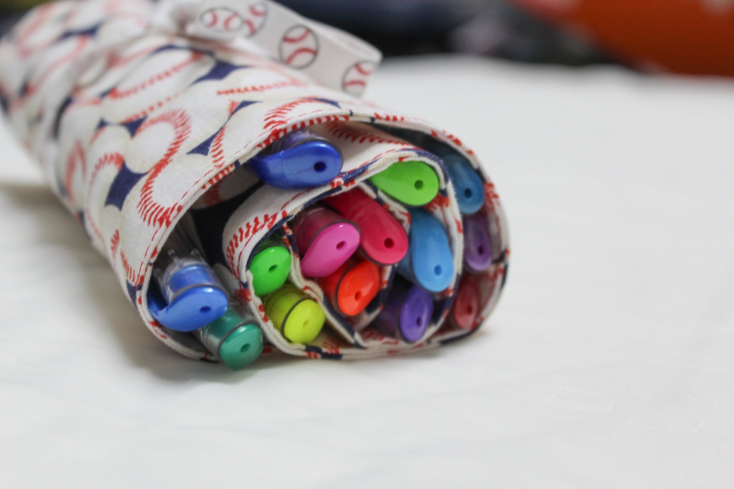 Baseball/navy utensil roll-up