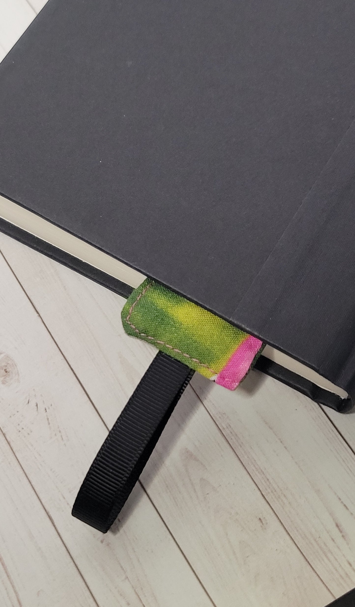 Red Roses on Black Fabric Bookmark