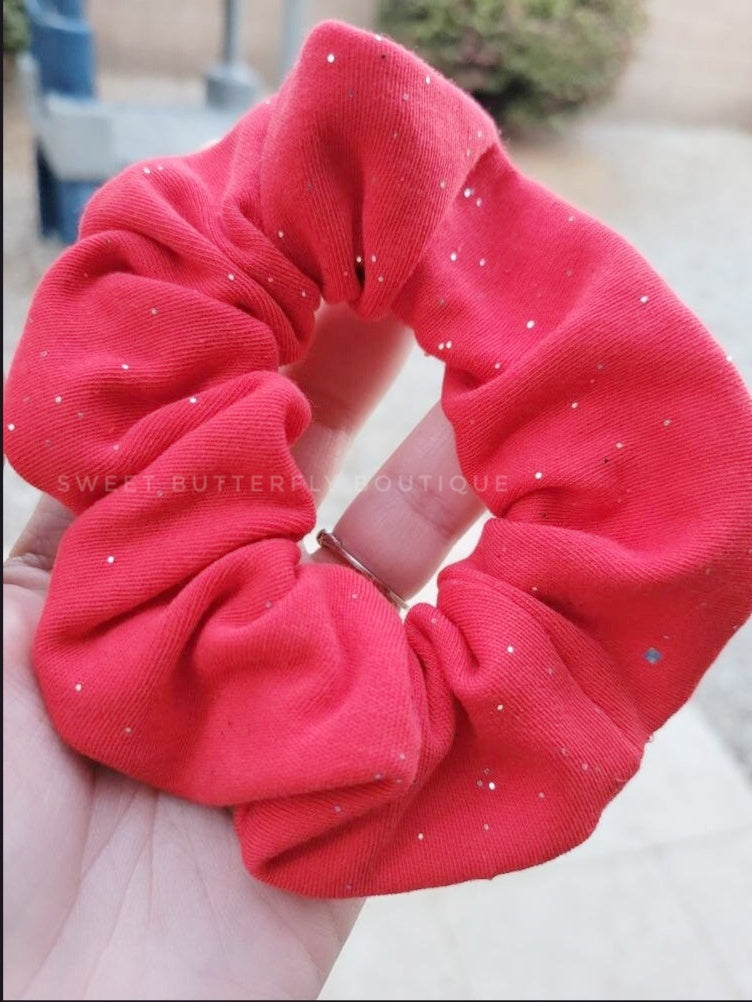 Red and silver glitter scrunchy