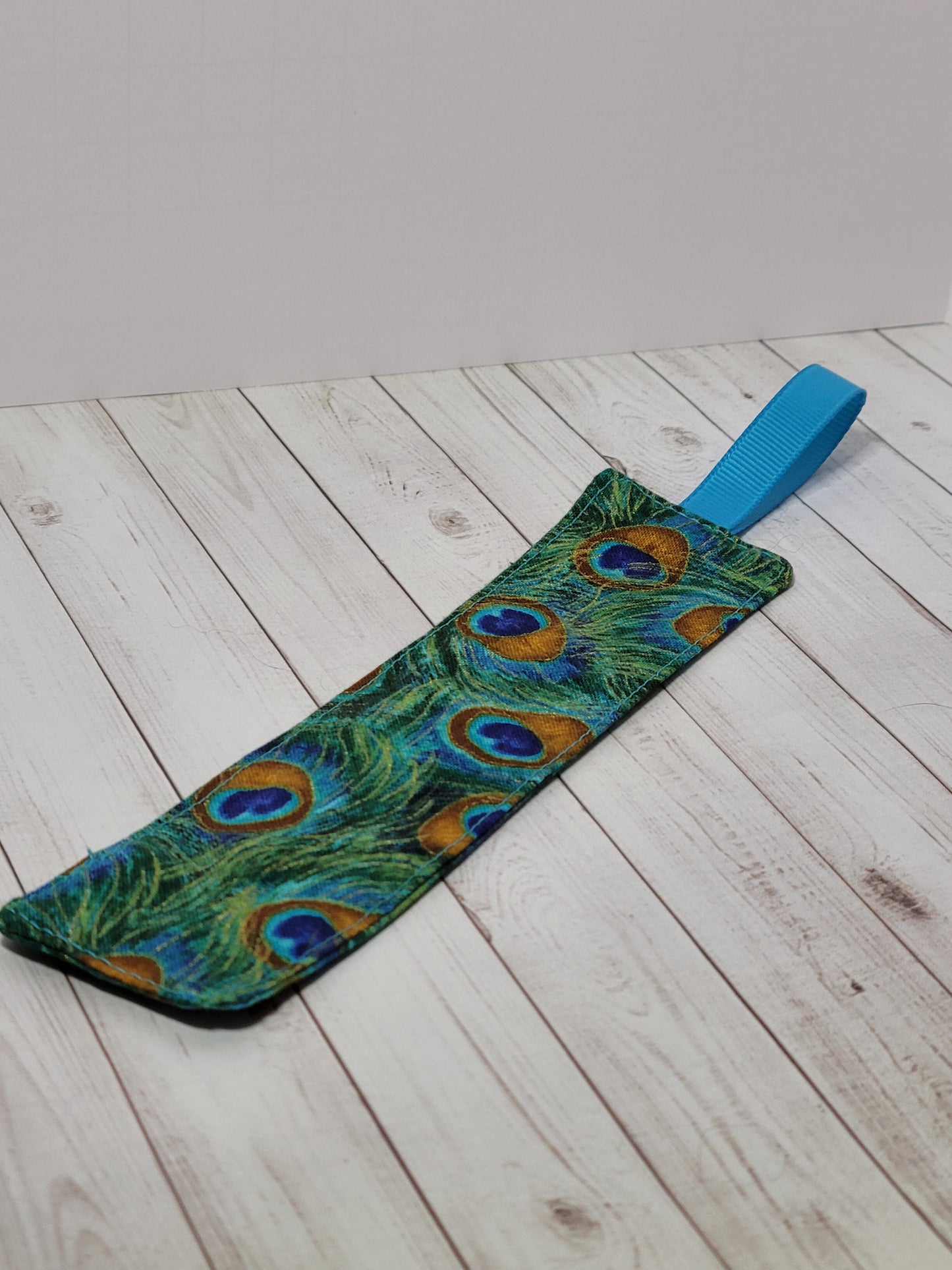 Peacock Feathers Fabric Bookmark