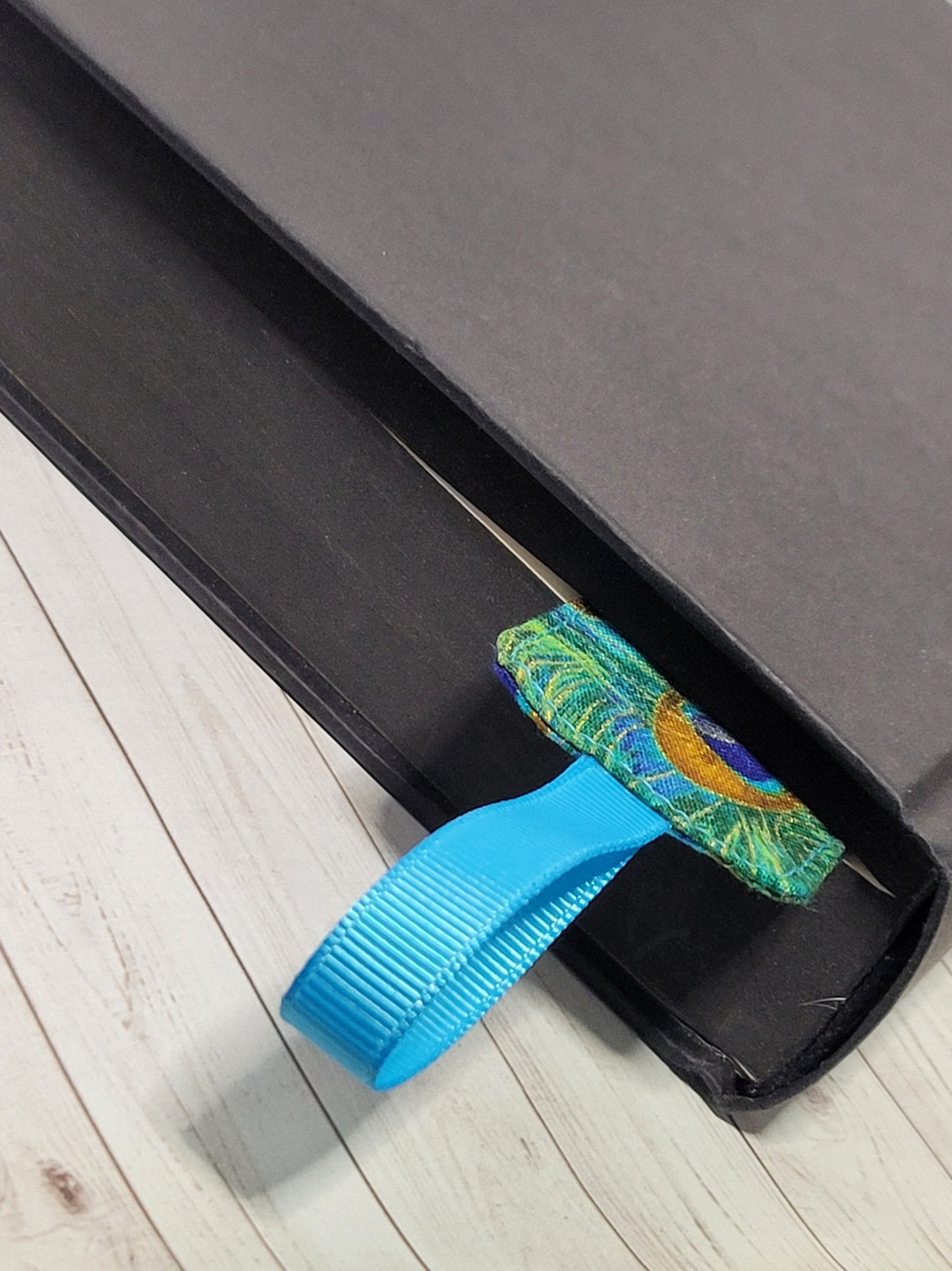 Peacock Feathers Fabric Bookmark