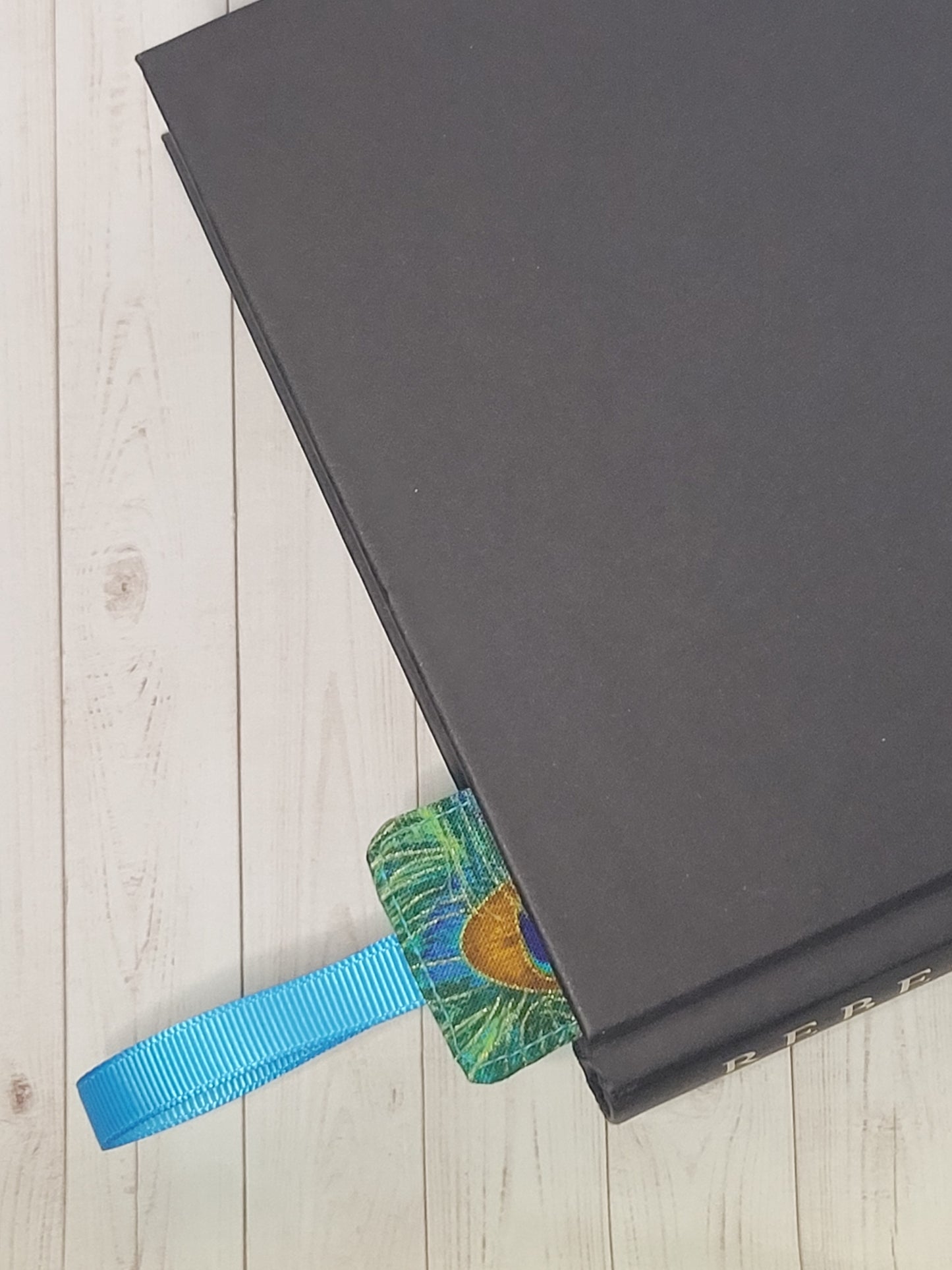 Peacock Feathers Fabric Bookmark
