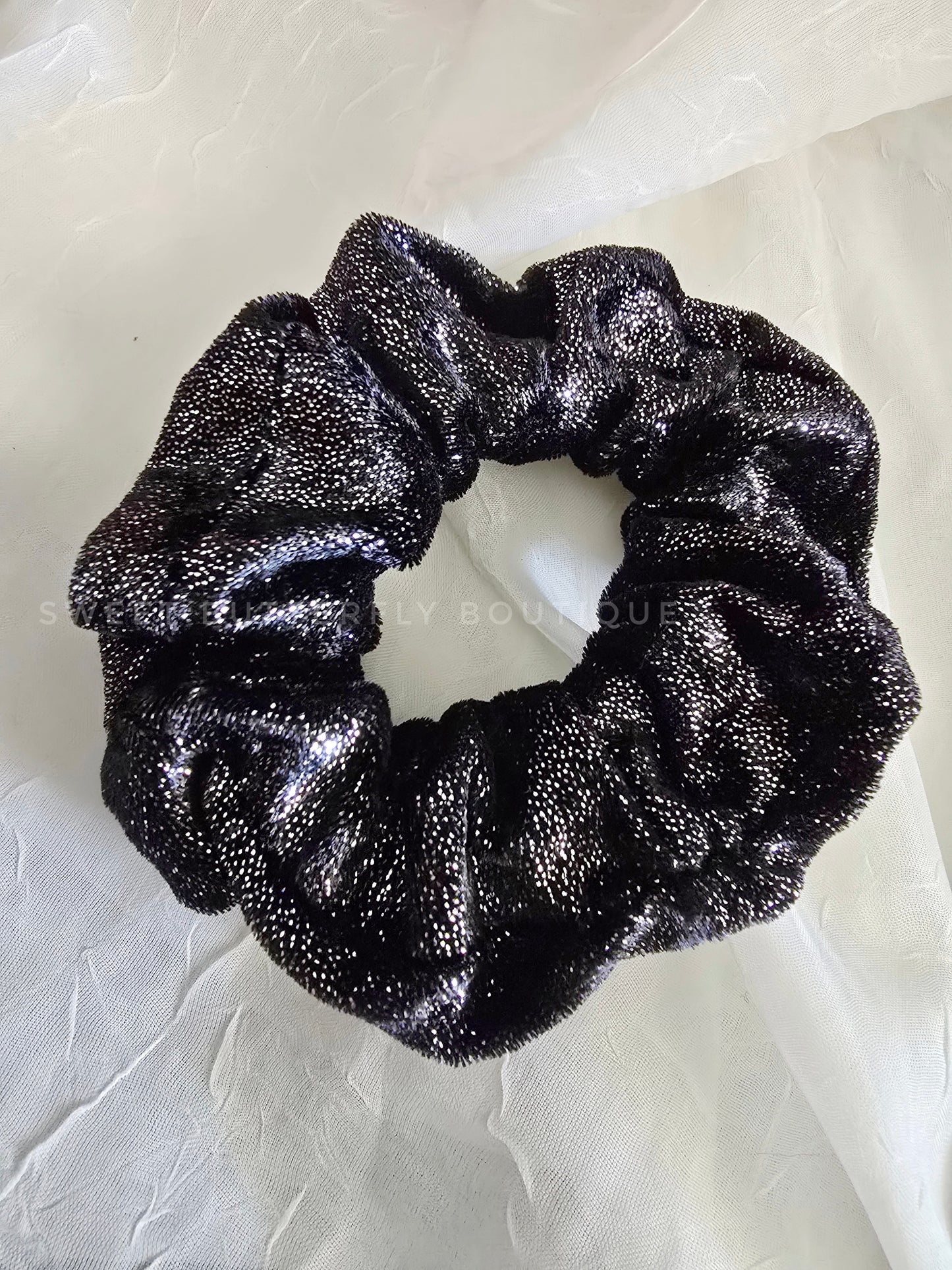 Black and silver scrunchy