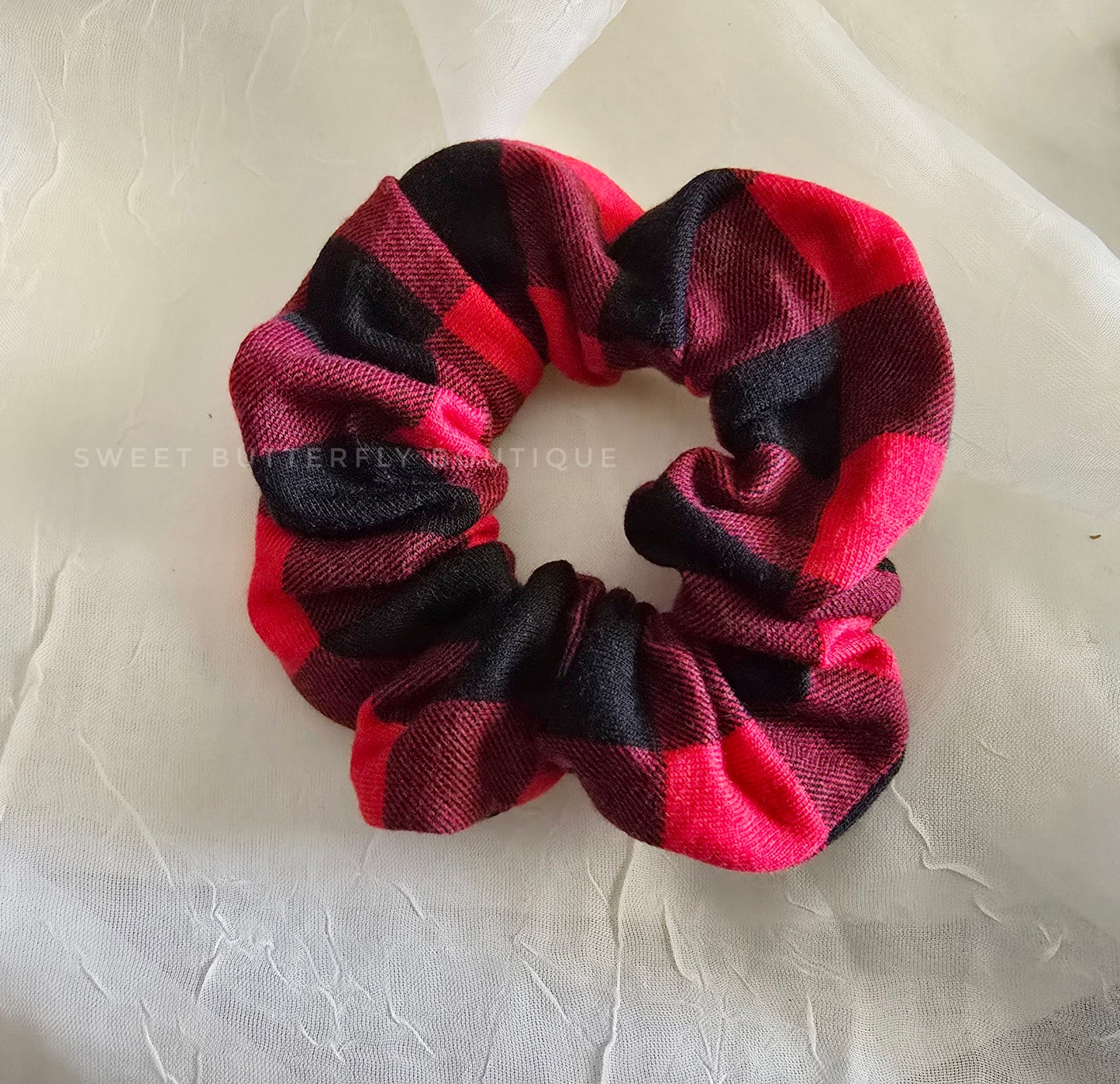 Buffalo plaid scrunchy