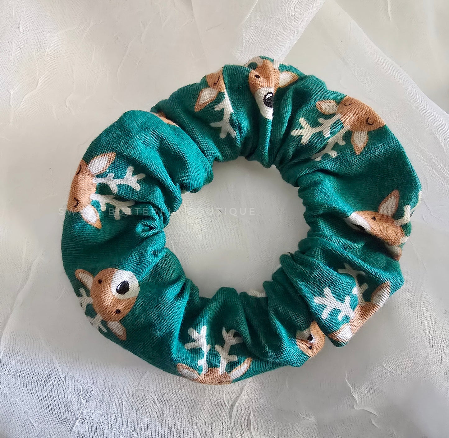 Green reindeer scrunchie