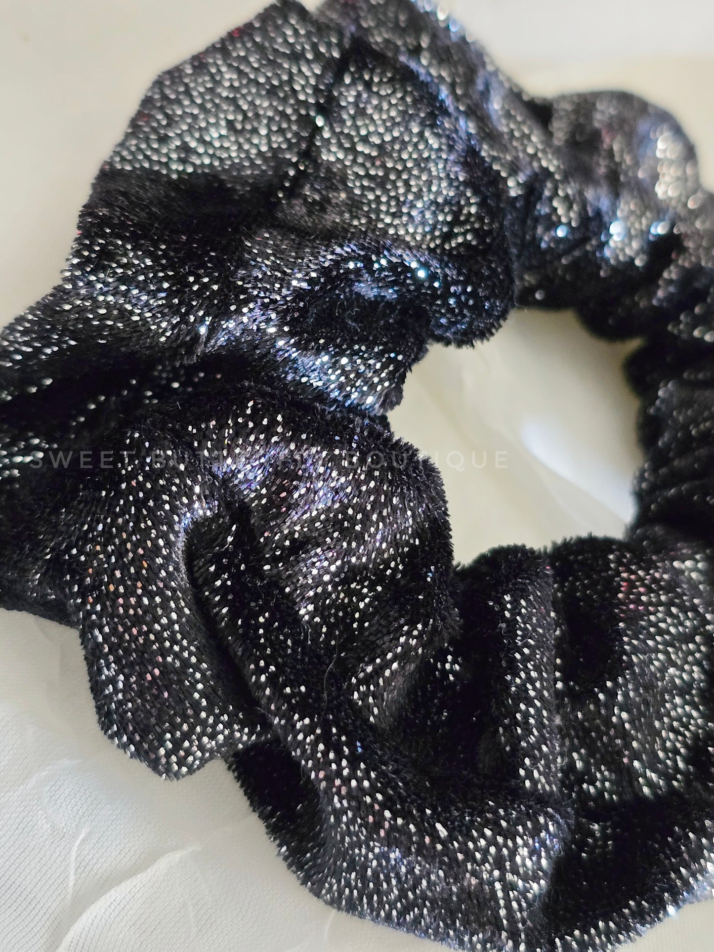 Black and silver scrunchy