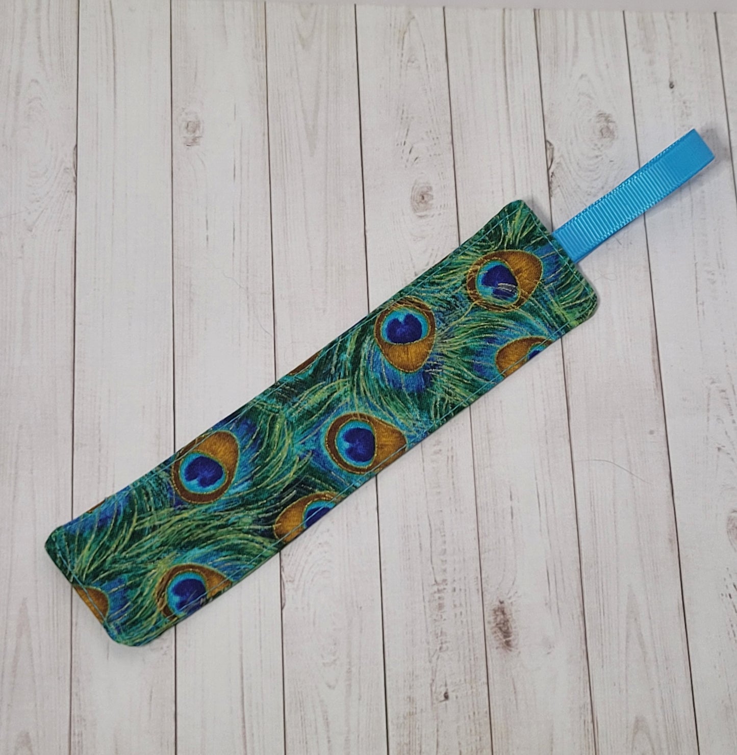 Peacock Feathers Fabric Bookmark